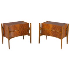 Pair of Mid-Century Modern Curved Nightstands by William Hinn, circa 1950s