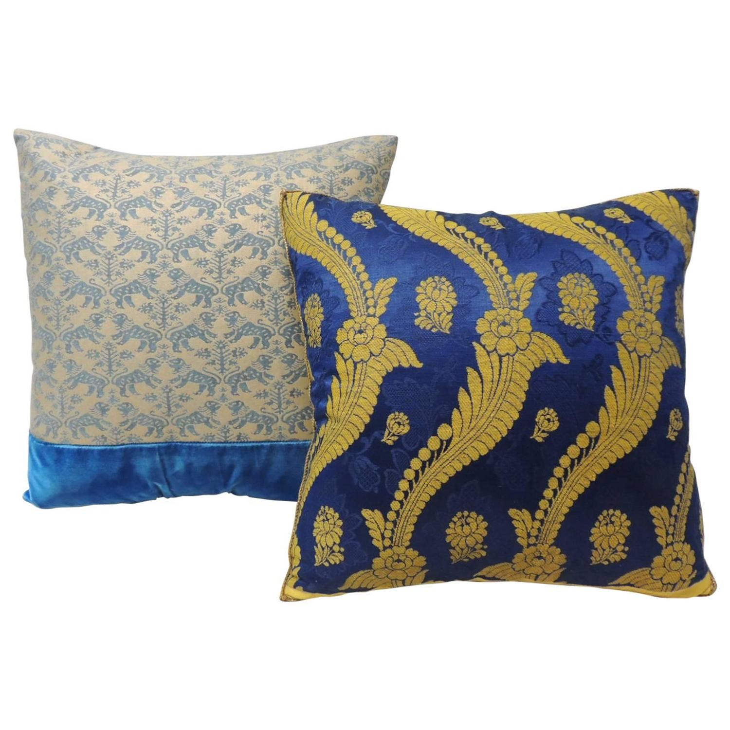 Pair of Royal Blue Decorative Pillows For Sale at 1stdibs