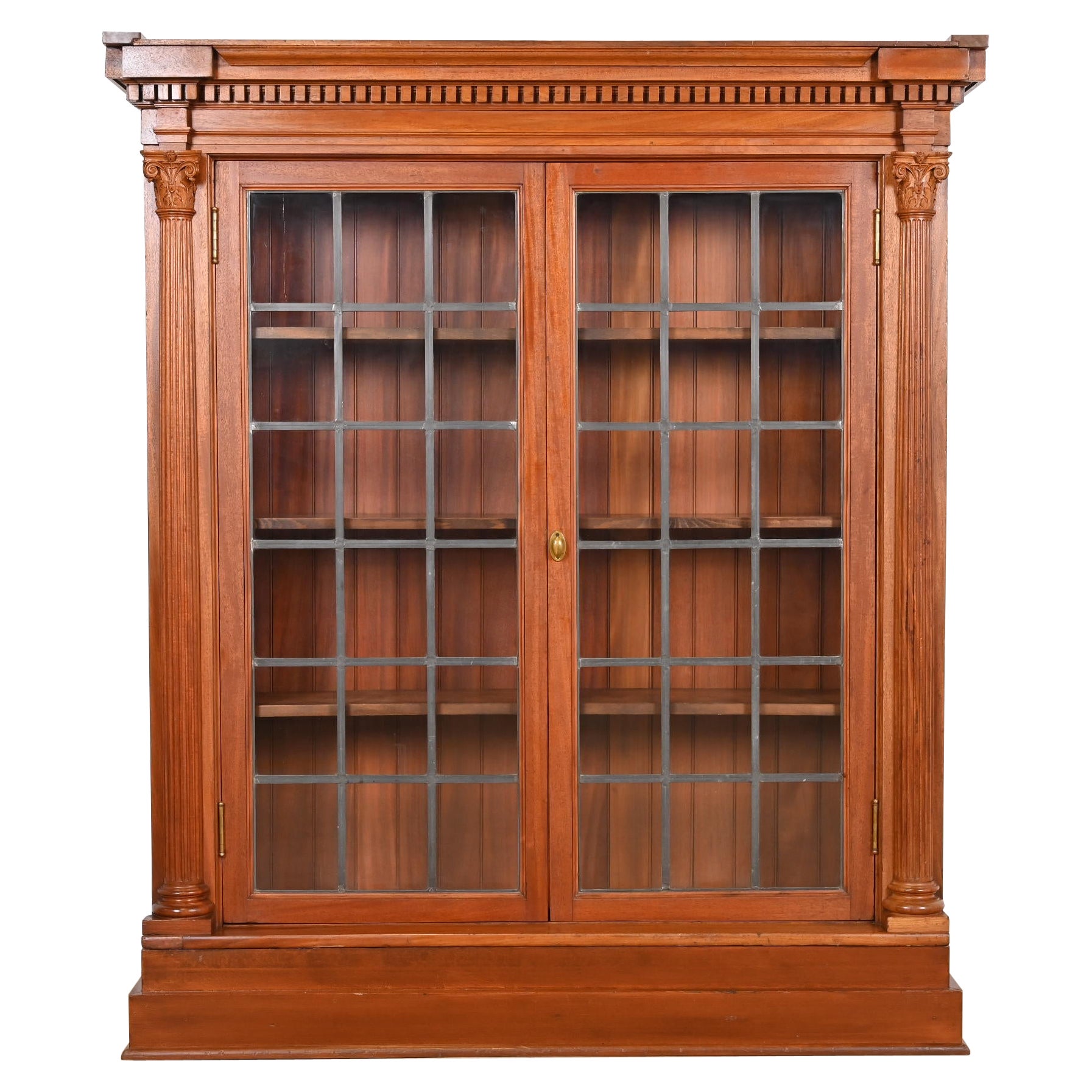 R. J. Horner Estilo Imperio Americano Antiguo Armario Librería de caoba tallada