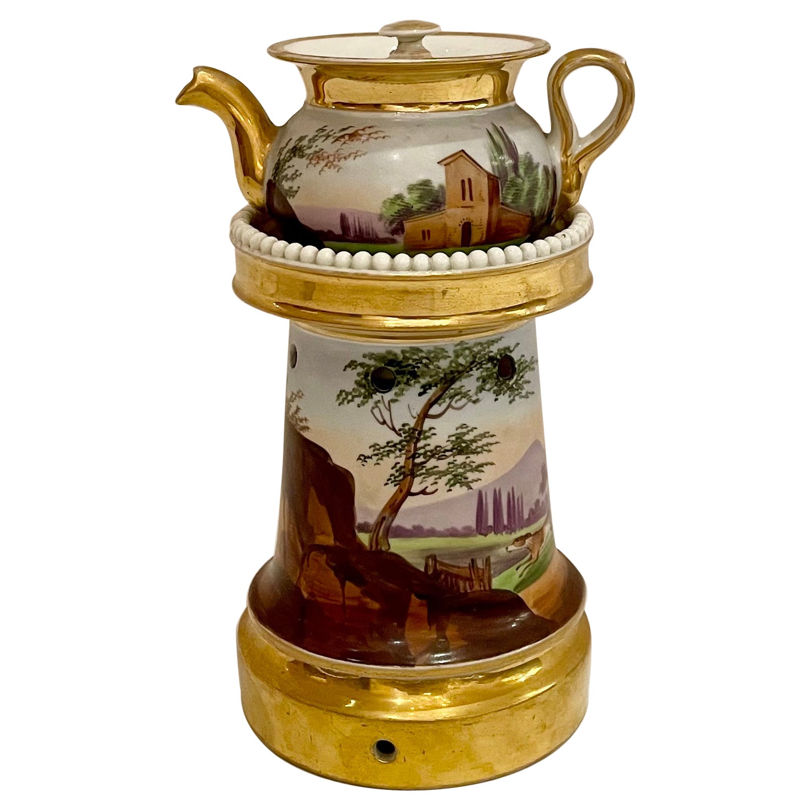 Antique French Porcelain "Veilleuse" or Tea Warmer Night Light, Circa 1895.