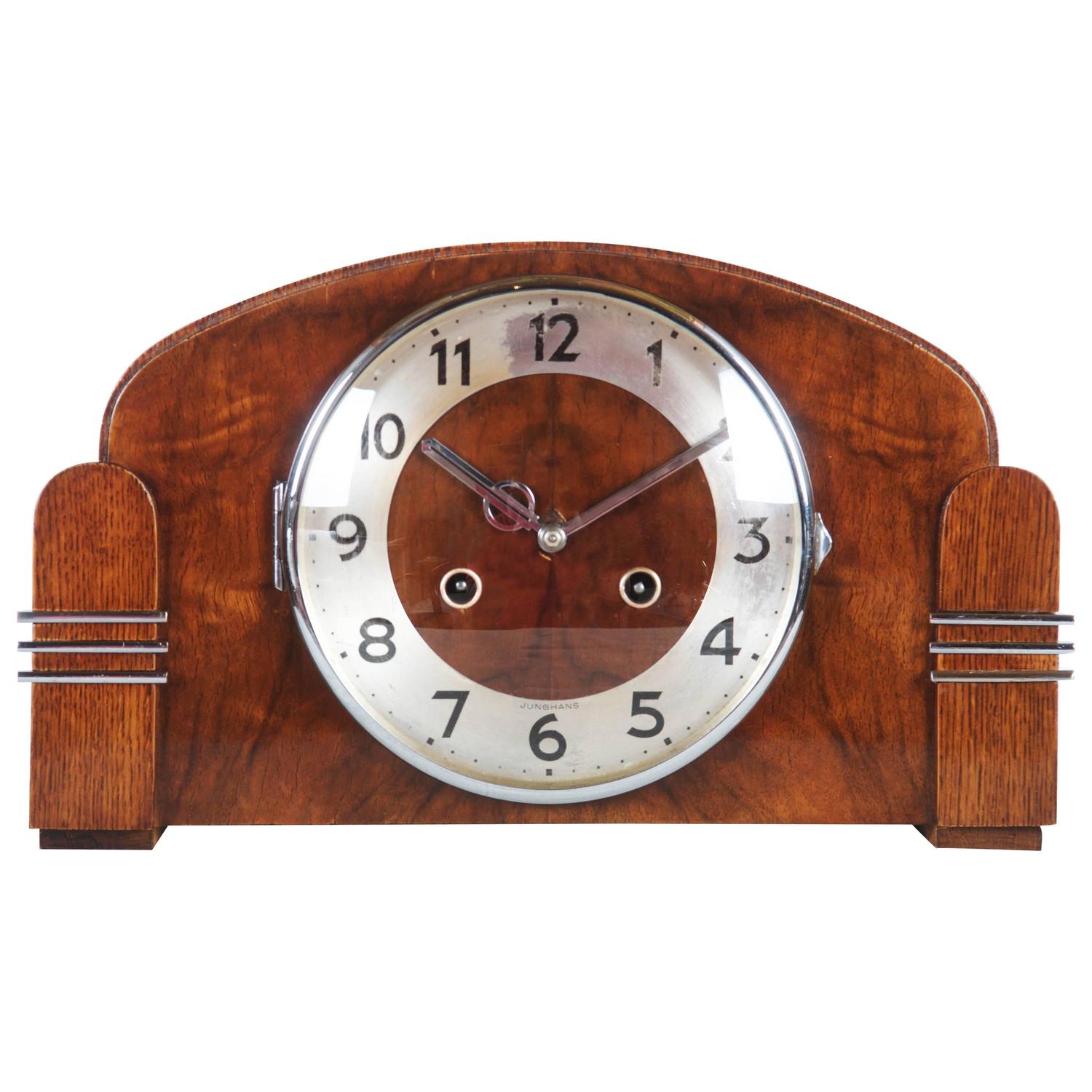 Art Deco Mantel Clock by Junghans at 1stdibs