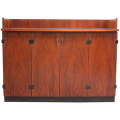 Mid-Century Modern Walnut Bar Cabinet on Casters by Kipp Stewart 7