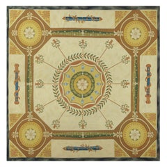 Tappeto quadrato oversize in stile Aubusson vintage con medaglioni floreali  Rug & Kilim
