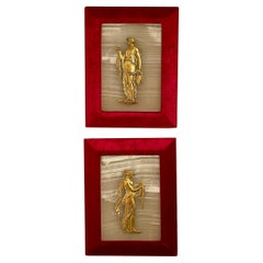 Pair Antique French Bronze D' Ore and Onyx Plaques, Circa 1890's.