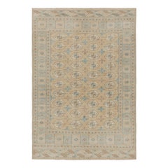 Vintage Turkish Rug in Beige-Brown and Blue with Geometric Patterns  Rug & Kili