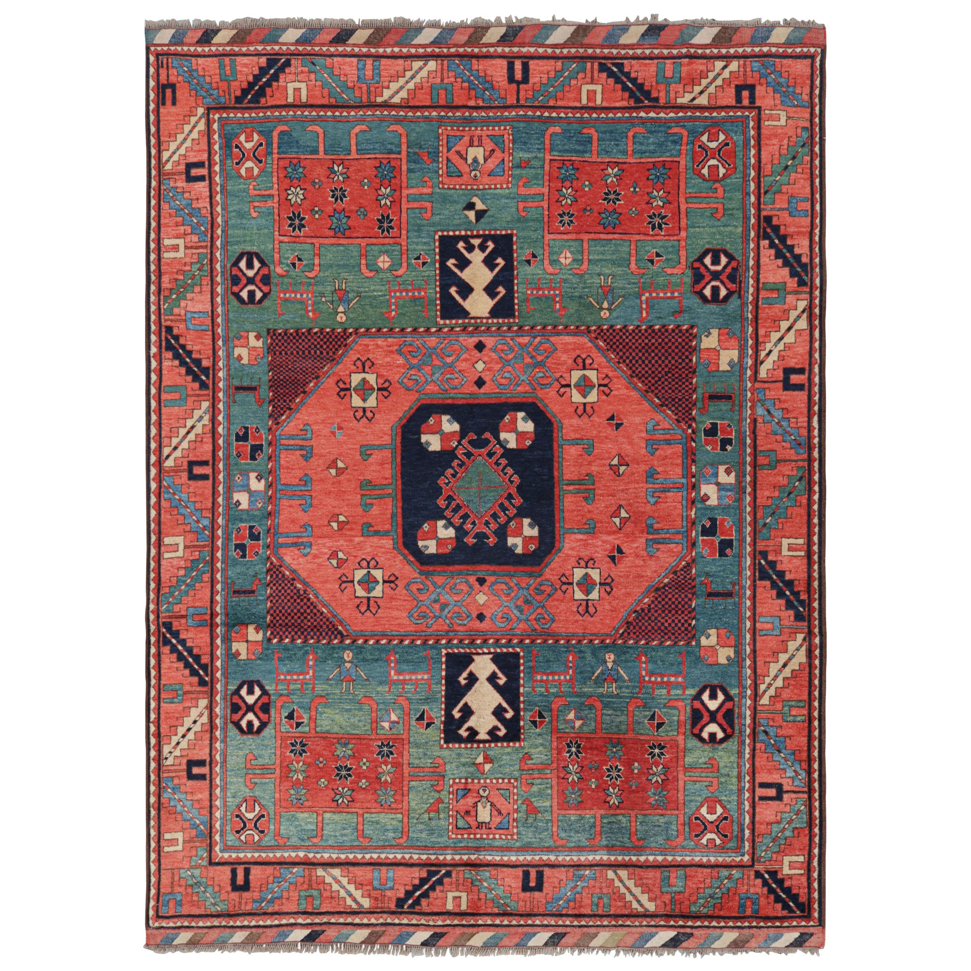 Vintage Turkish Rug in Red and Blue with Medallions  Rug & Kilim