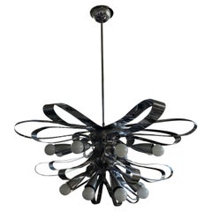 Italian Modern Chrome Chandelier By Gaetano Sciolari