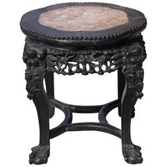 Antique 19th Century Chinese Rosewood and Marble Inset Low Table or Stand