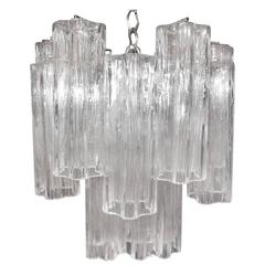 Lovely Petite Signed Camer Italian Murano Tronchi Tube Chandelier 12