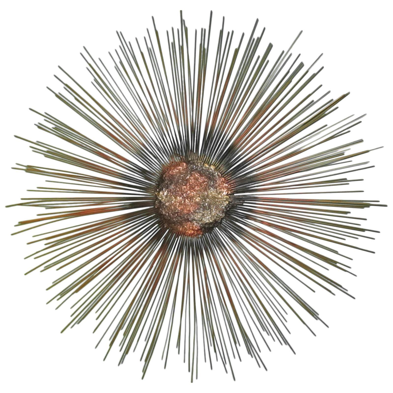 C Jere Starburst Sunburst Mixed Metals Brass Copper Brutalist Wall Sculpture For Sale