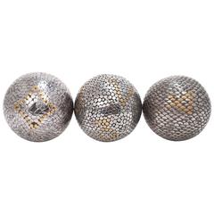 Antique 19th Century Bocce Balls, Italy or France, Set of Three