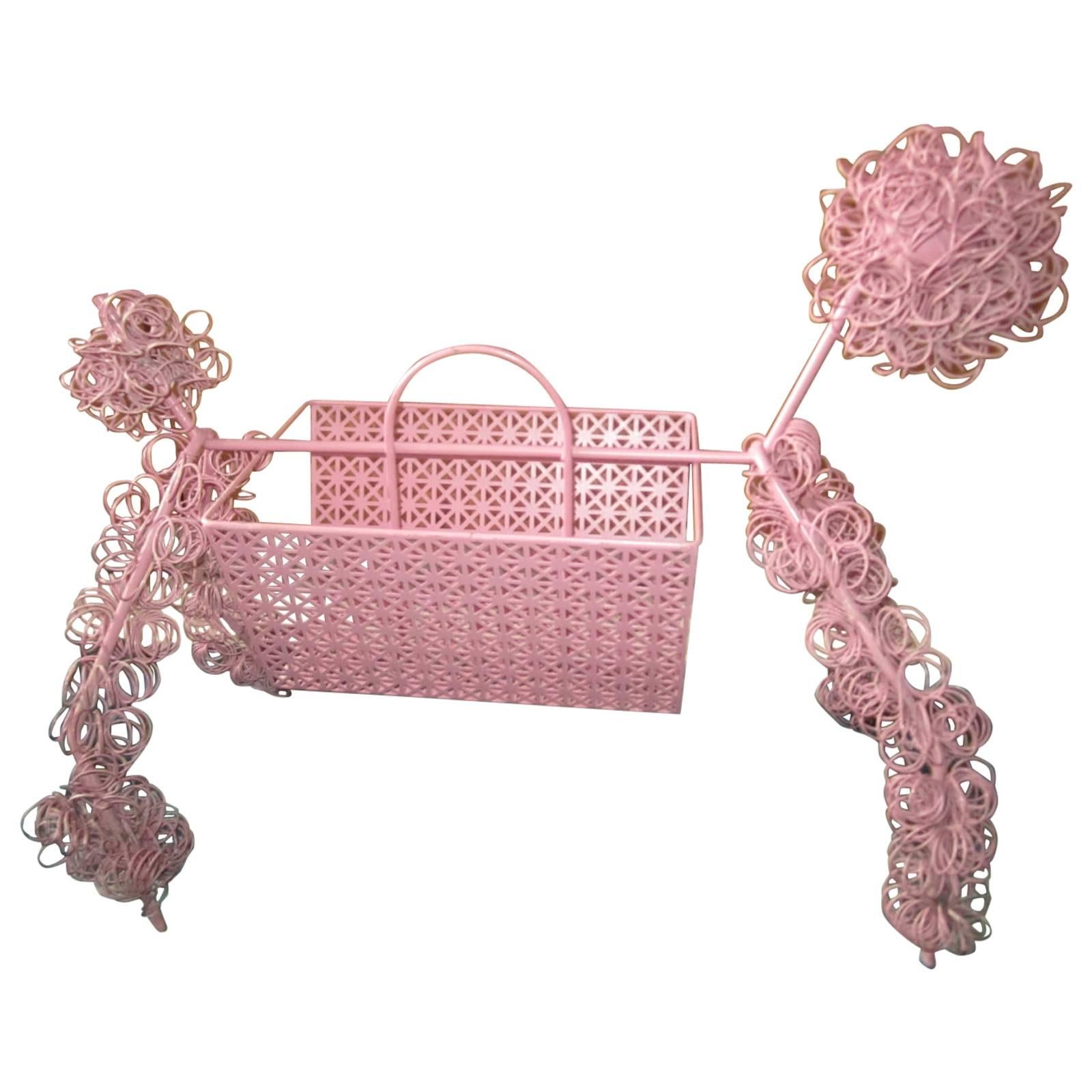 Fun Whimsical Weinberg 1950s Pink Poodle Magazine Rack For Sale