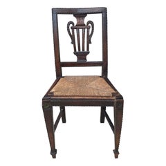 18th Century Hand-Crafted Wanut and Rush Side Chair