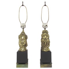 Pair of Hollywood Regency Asian Deity Table Lamps by Westwood Lamp Co.
