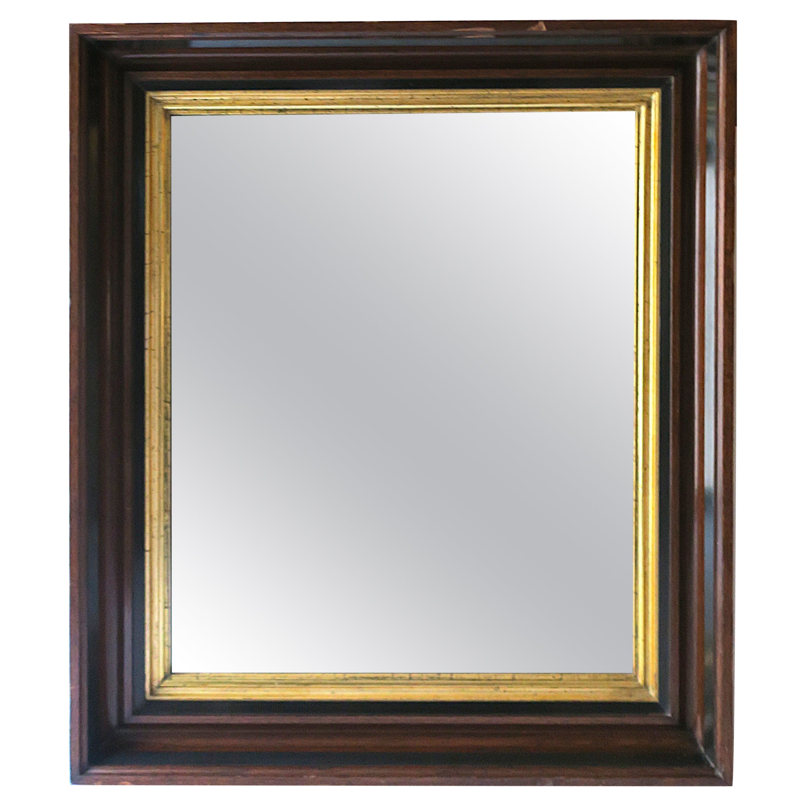 English Wood and Gold Giltwood Framed Wall Mirror For Sale