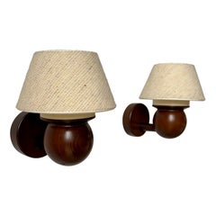 Solbackens Svarveri Dark Stained Wall Lights, 1970s