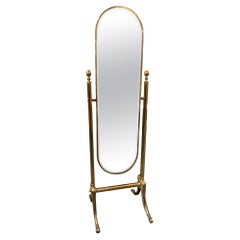 Tilting Elegant Brass Dressing Mirror-Midcentury France
