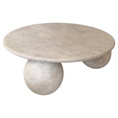 Round Travertine Stone Marble Table - Cream Round Marble Coffee Table