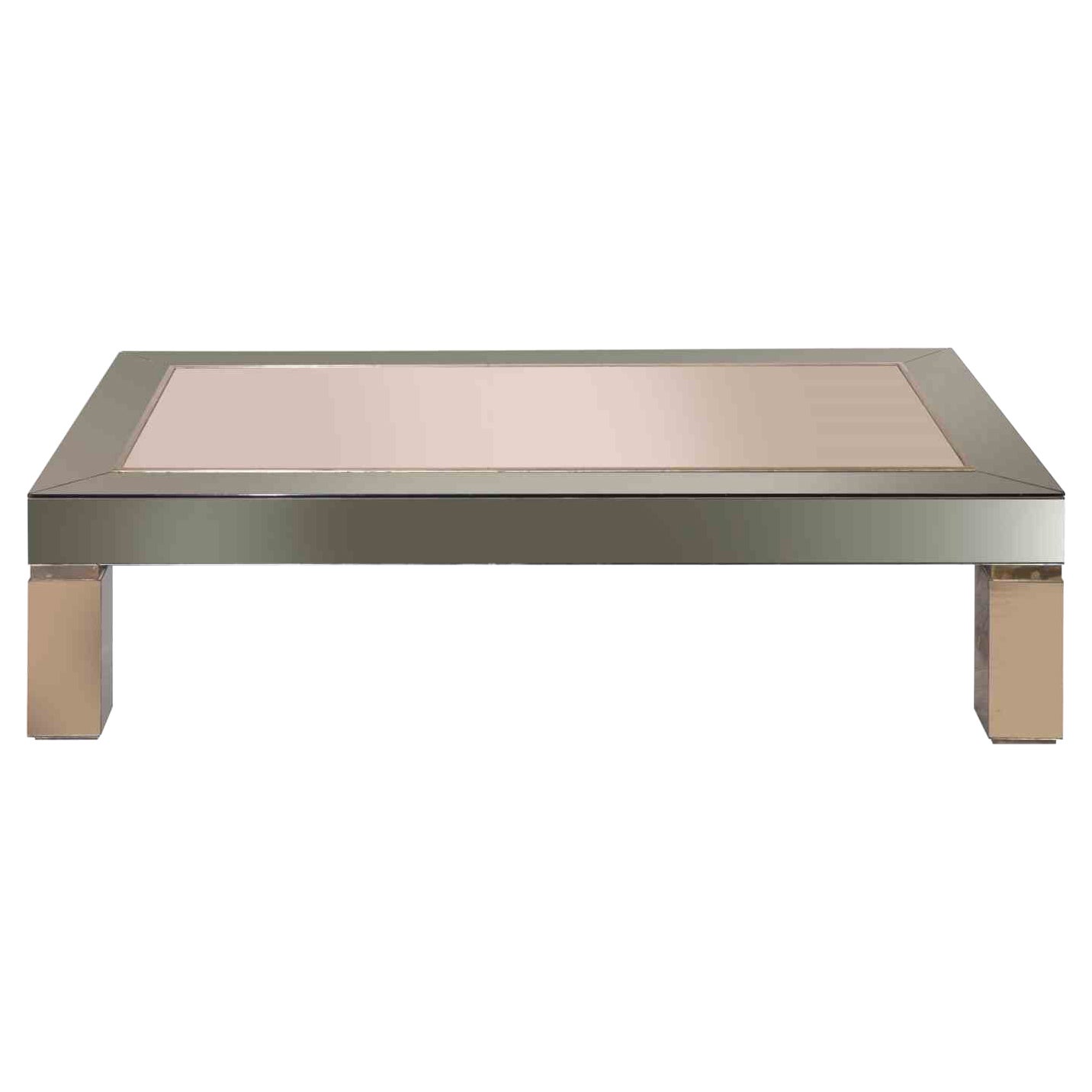 Table basse en laiton et verre du milieu du siècle, années 1960