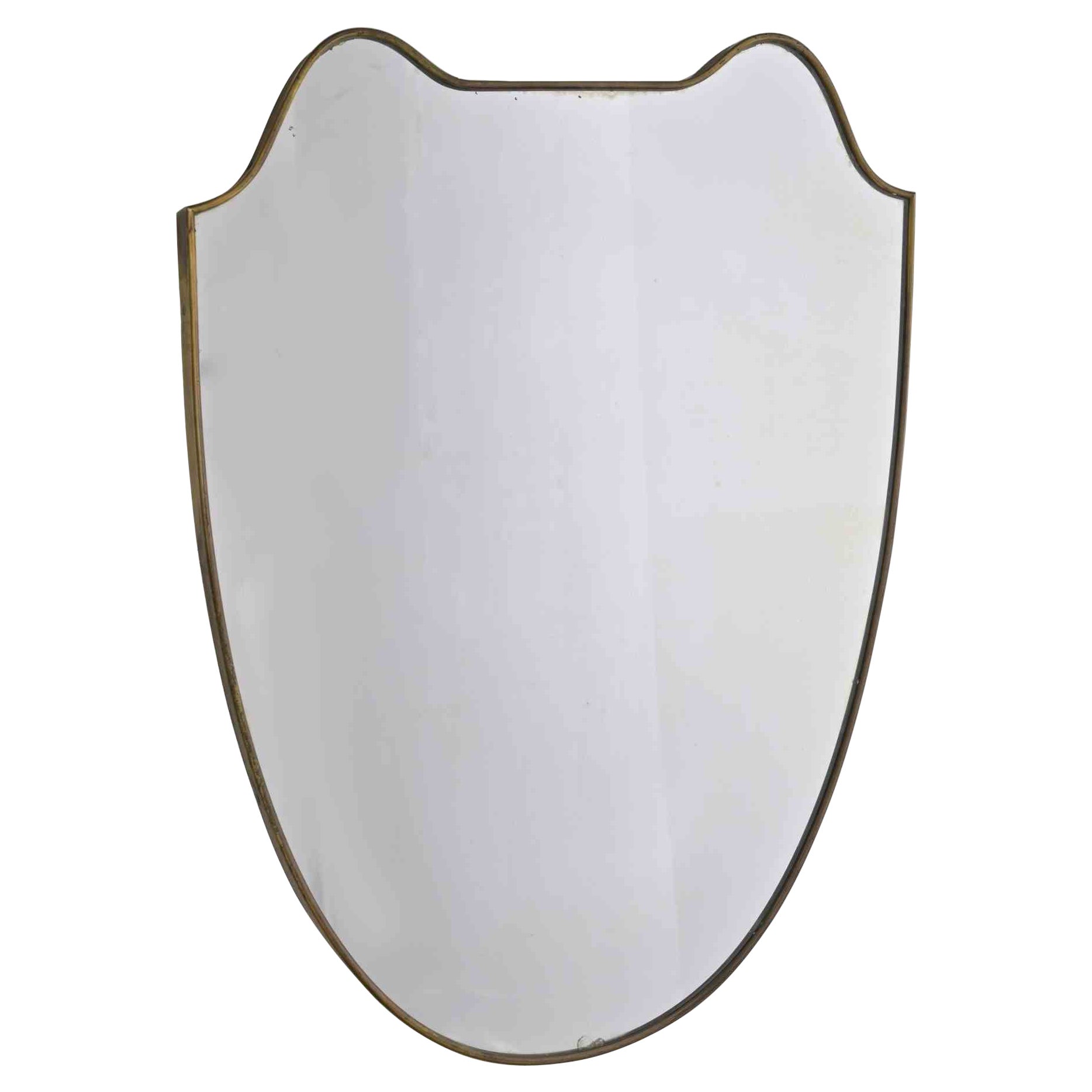 Midcentury Brass Wall Mirror, Italy, mid-20th Century