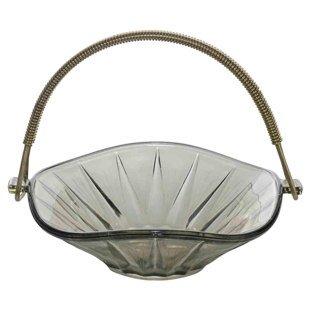 Cesta de cristal vintage, Italia, años 50