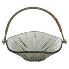 Cesta de cristal vintage, Italia, años 50