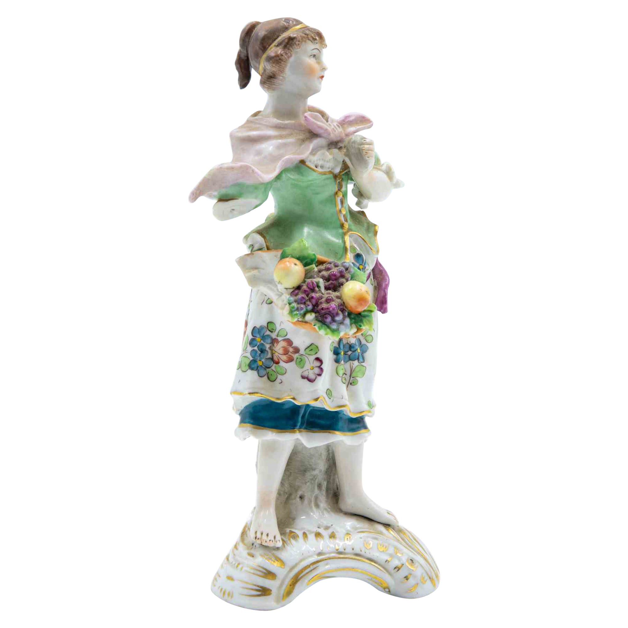 Vintage Capodimonte Ceramic Sculpture of Young Woman, Italy, mid-20th Century