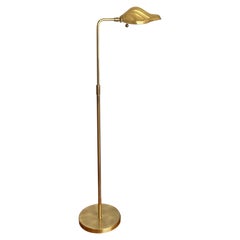 Vintage Brass Leaf Shaped Floor Reading Lamp in Style of Tommaso Barbi