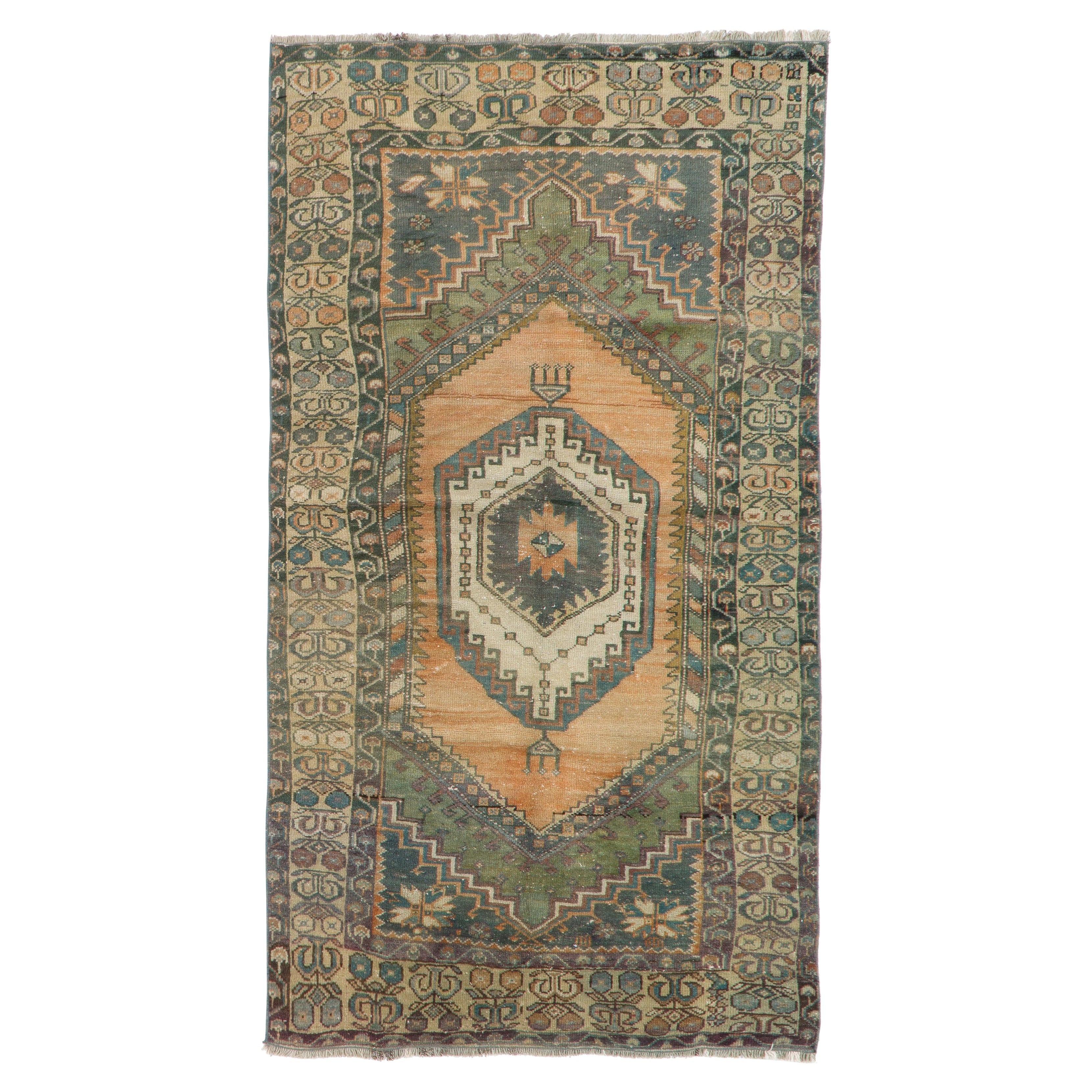 3.6x6.4 Ft Traditional Vintage Turkish Rug for Country Homes, Rustic & Tribal For Sale
