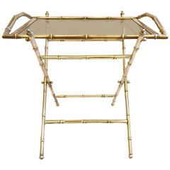 Tray Table in Faux Bamboo, Brass