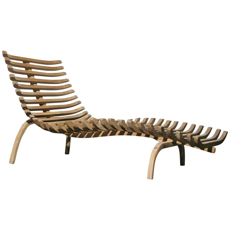 Sculptural Teak Chaise Lounge For Sale at 1stDibs