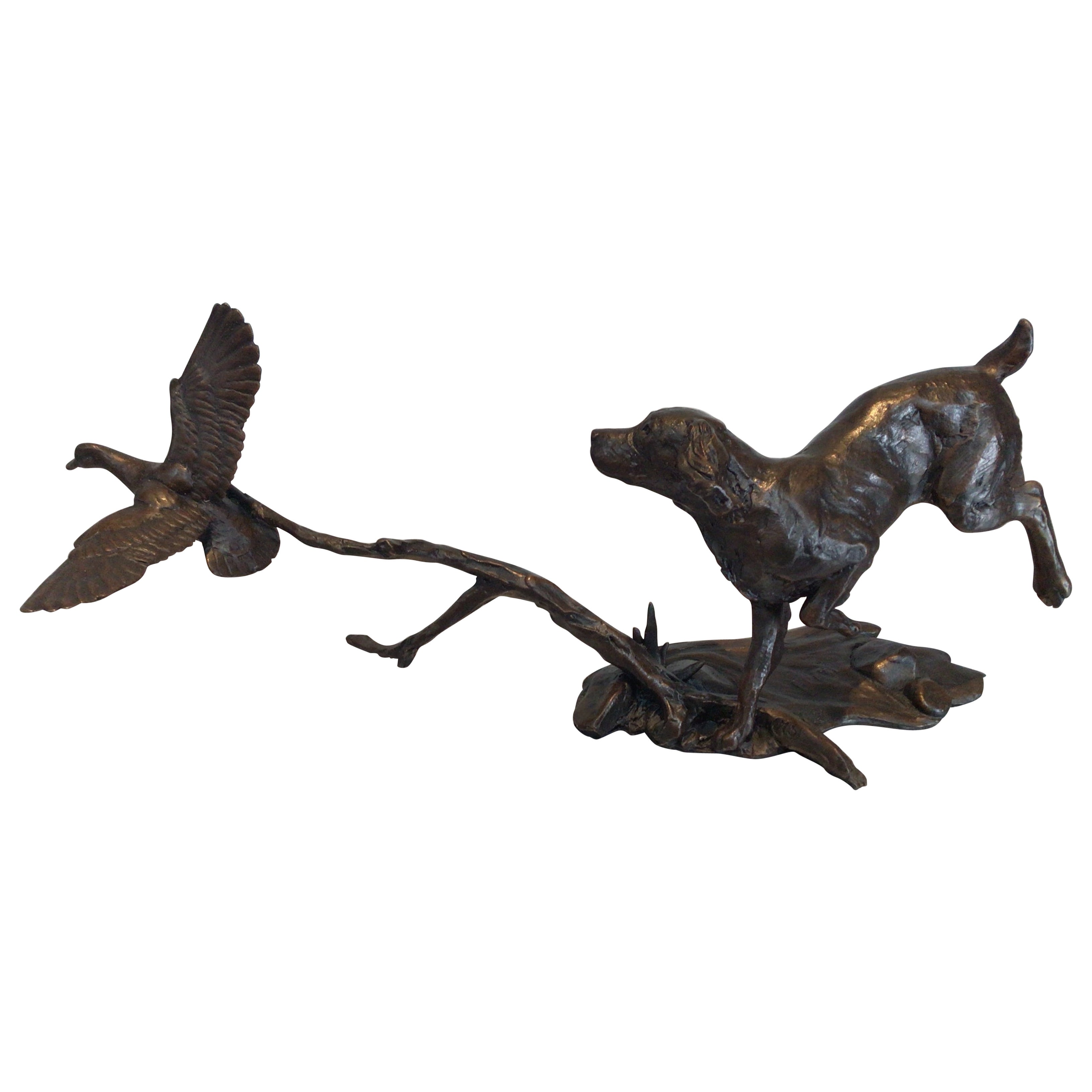 Springer Spaniel & Duck Michael Simpson Bronze, Signed Limited Edition Sculpture