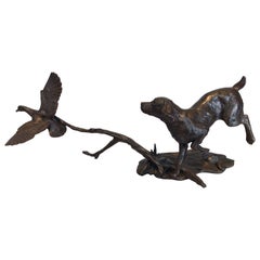 Sculpture signée Springer Spaniel & Duck Michael Simpson