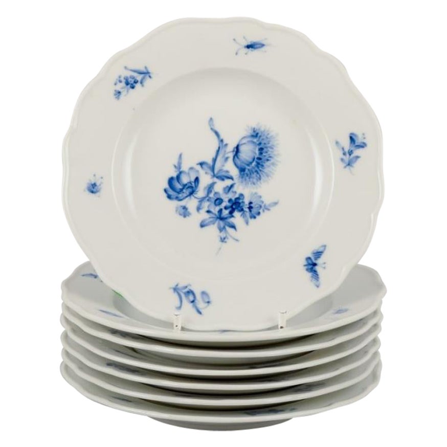 Meissen, Allemagne. Ensemble de sept assiettes en porcelaine aux motifs floraux.