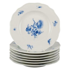 Meissen, Allemagne. Ensemble de sept assiettes en porcelaine aux motifs floraux.
