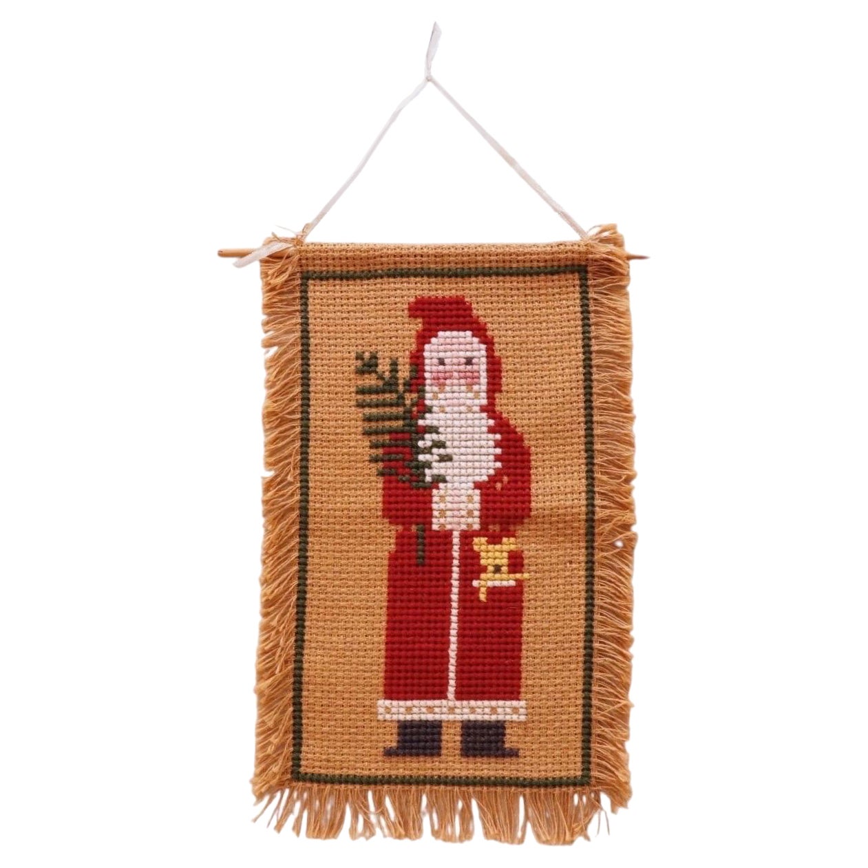 Colgante de pared en punto de cruz Papá Noel de Prairie Schooler en venta