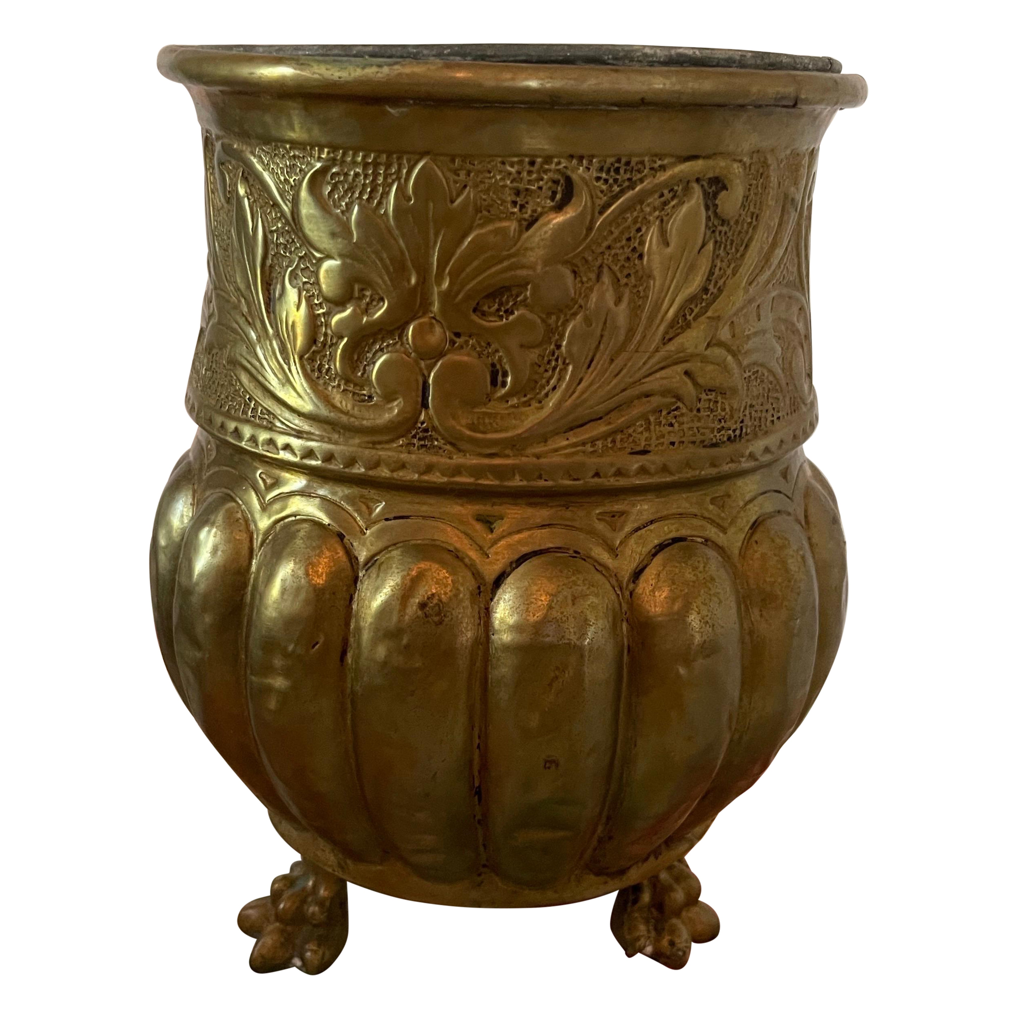 Brass French Jardiniere with Interior Liner, 19th Century