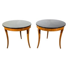 Beidermeier Style Marble Top End Tables Set of 2