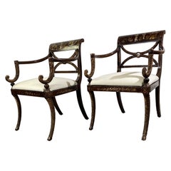 2er-Set Chinoiserie-Sessel im Regency-Stil
