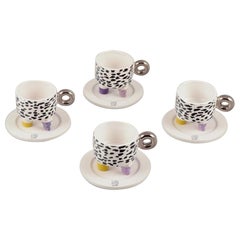 French studio ceramicist. Four pairs of coffee cups in earthenware
