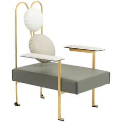 Mario Milana Bis Leather Lounge Chair - Les Ateliers Courbet Brass Collection 6