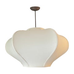 Blossom Large Organic Modern Belgian Linen and Brass Pendant by Wende Reid