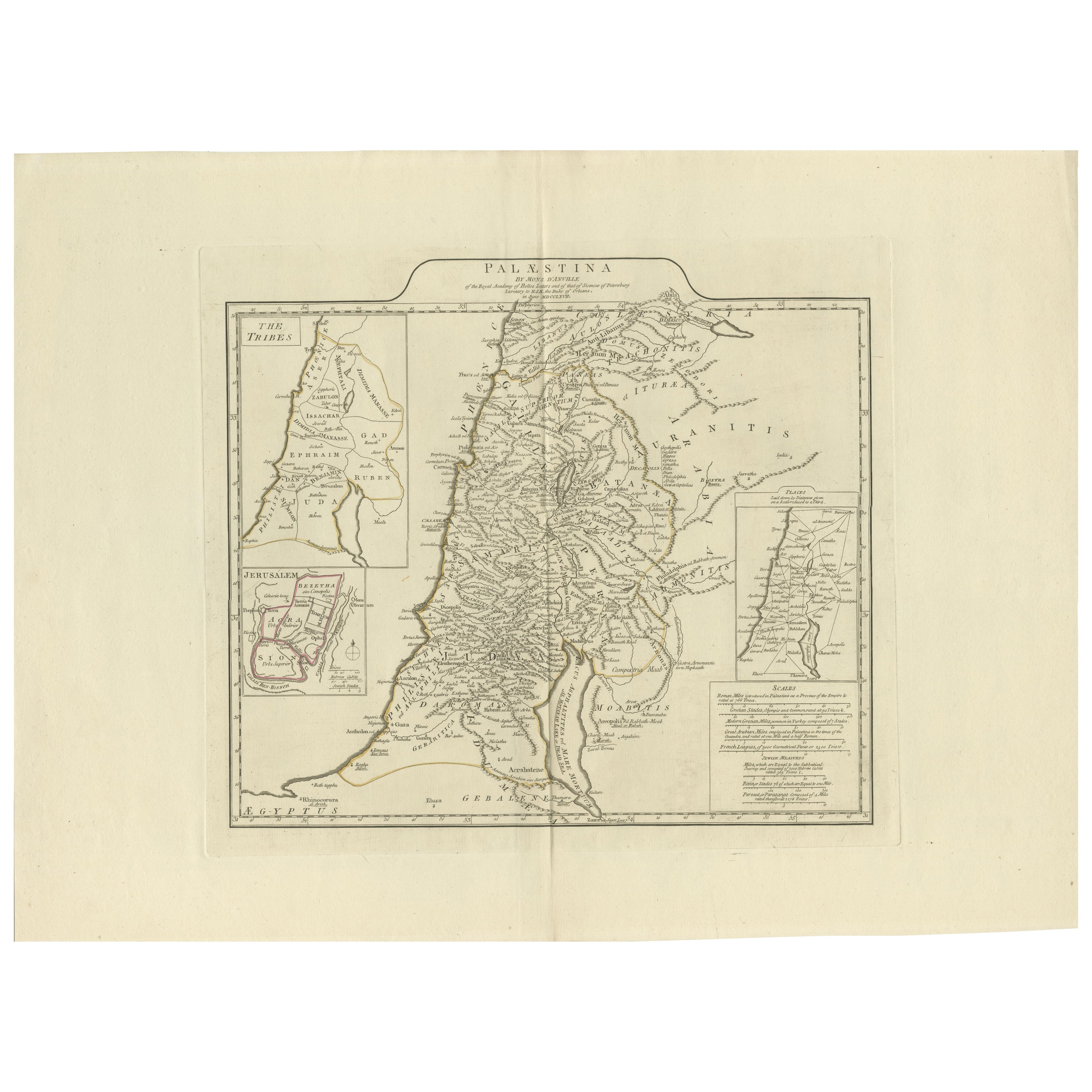 1767 D’Anville Map of the Holy Land: Ancient Divisions and Biblical Geography