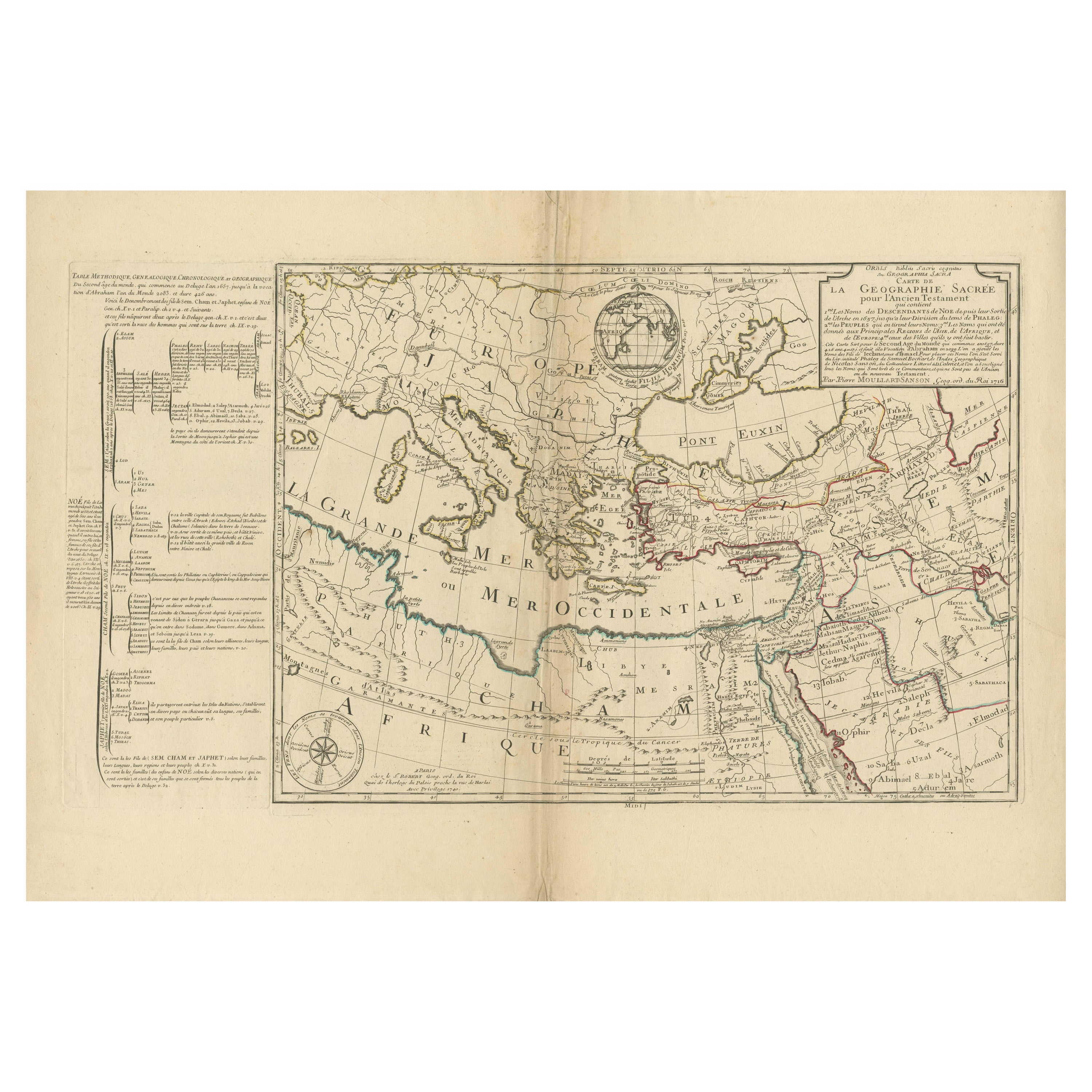 Mapa Moullart-Sanson de Tierra Santa y Geografía Sagrada del Antiguo Testamento