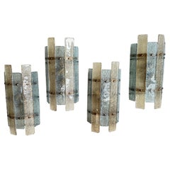 Set di quattro lampade da parete in vetro di Murano della metà del secolo scorso di Mazzega Murano
