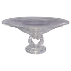 Centre de table ou Tazza vintage en verre Steuben Glass et cristal sur piédestal