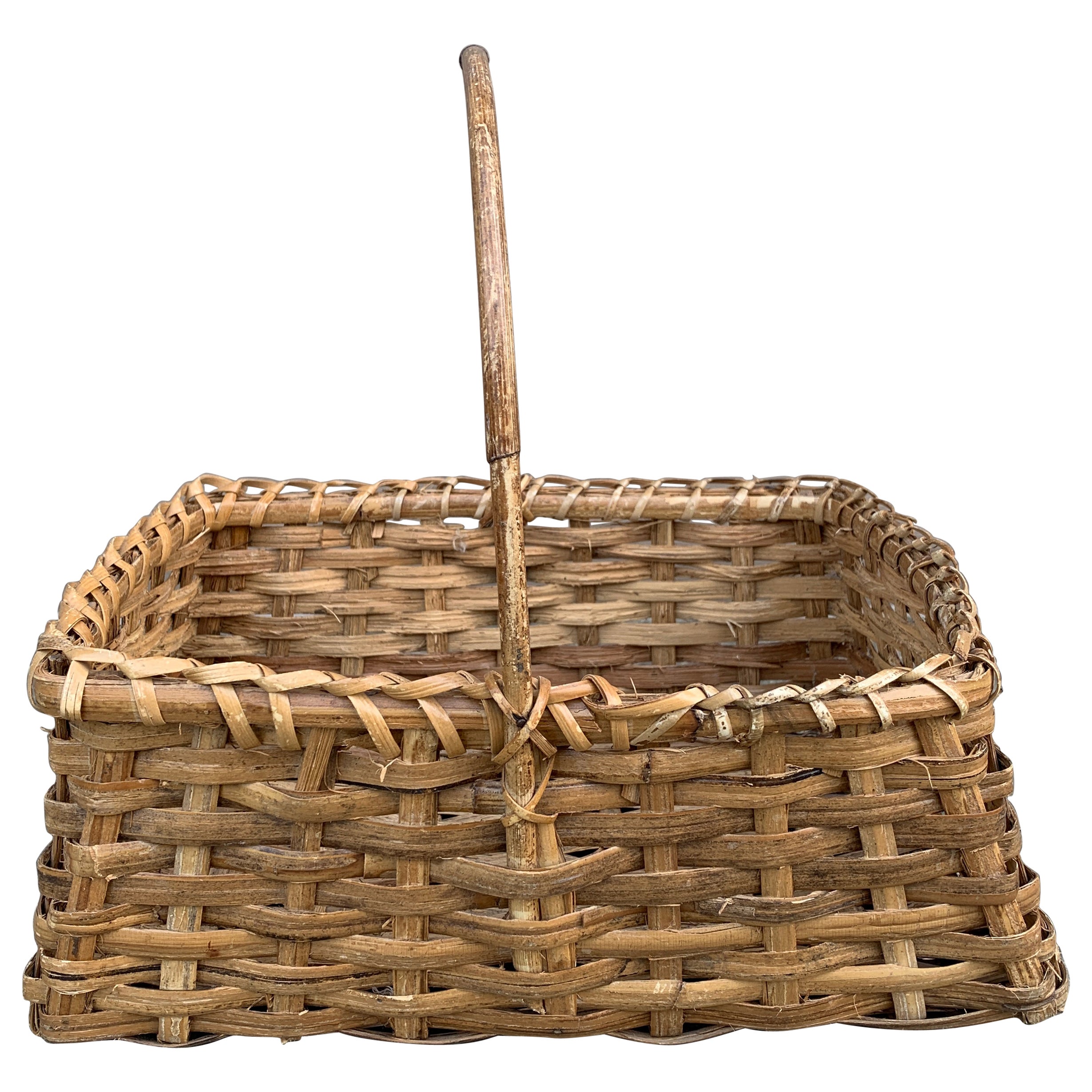 Panier ancien en chêne fendu américain du début du 20e siècle