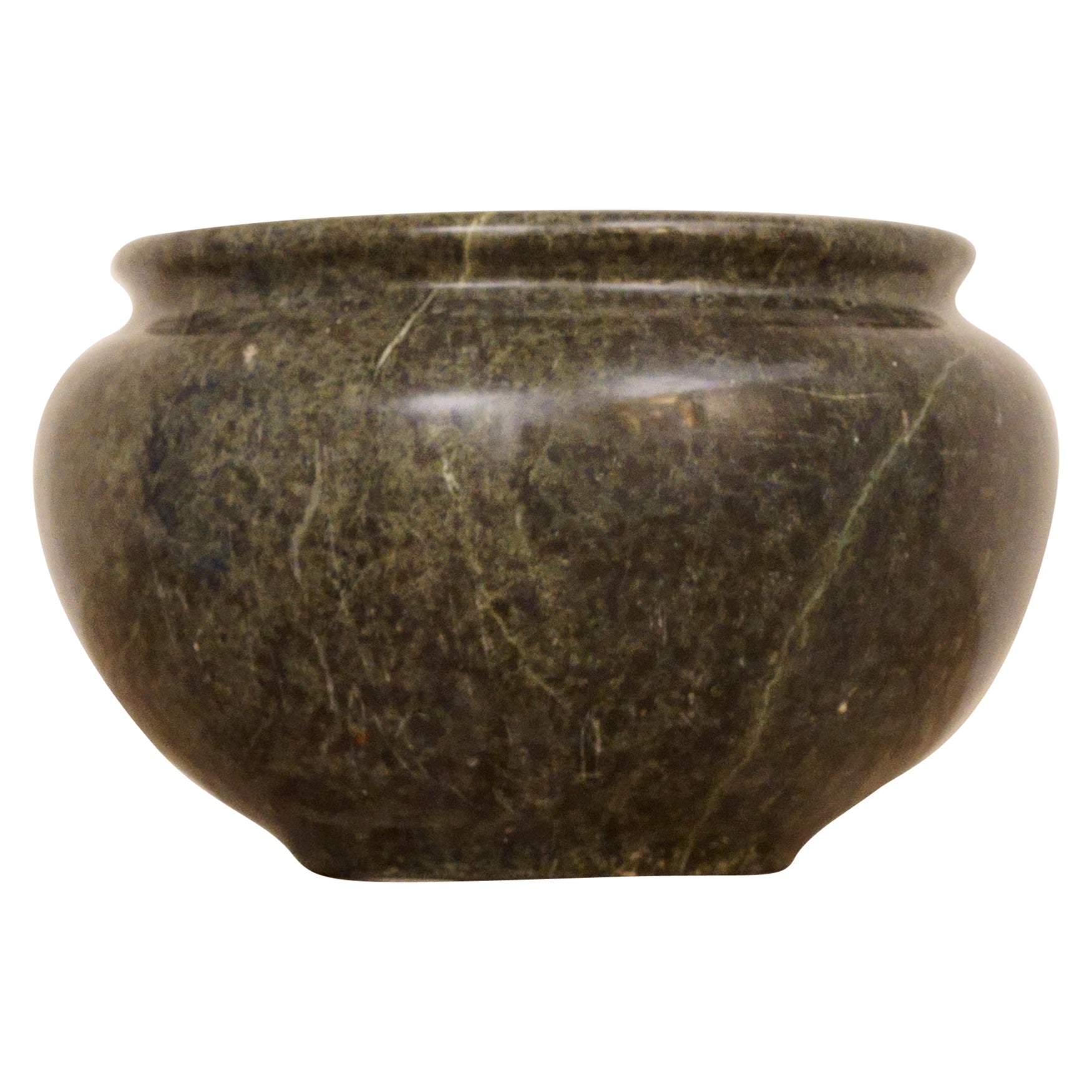 Grande Vaso Cache-pot Neoclassico in Marmo Verde Roma XIX secolo Grand Tour in vendita