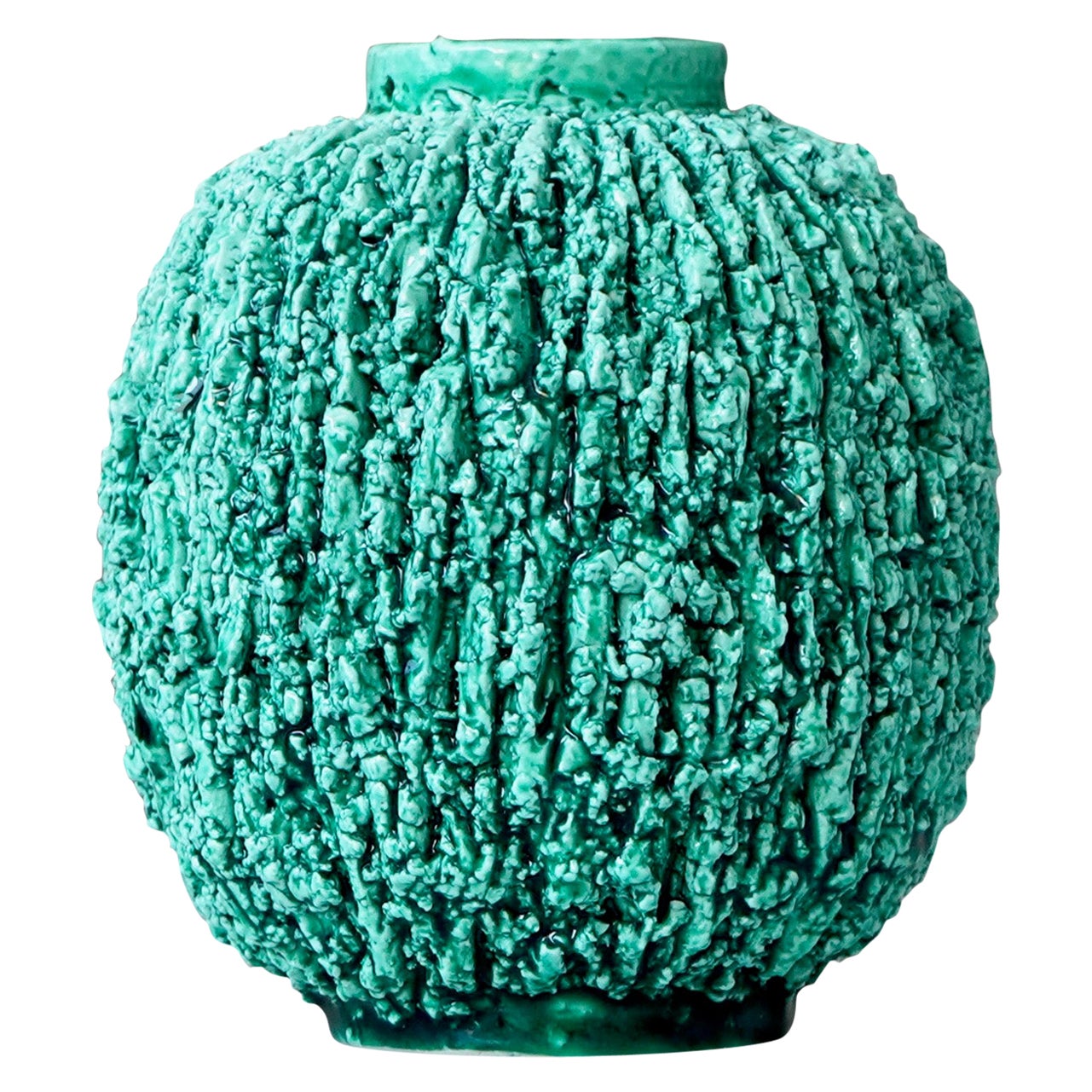 Vaso Chamotte Art Deco verde 'Hedgehog' di Gunnar Nylund. Rorstrand Svezia anni '30