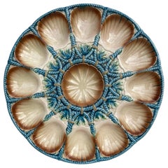 Large Majolica Oyster Platter Sarreguemines, Circa 1920